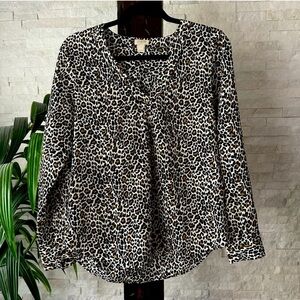 J. CREW Factory Drapey V Neck Long Sleeve Blouse Size Small